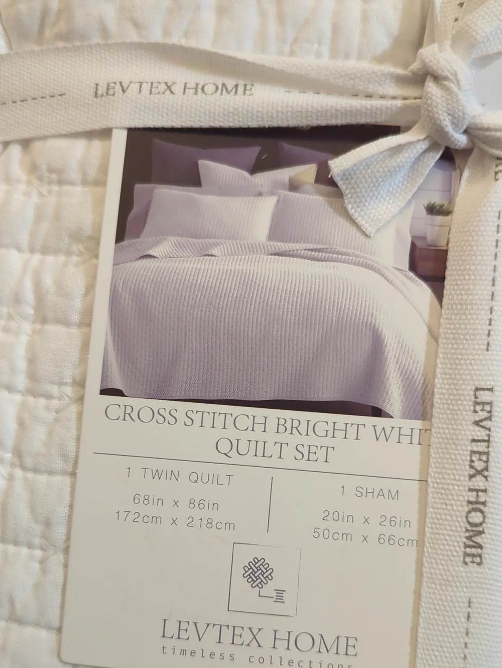 Levtex Home Cross Stitch Reversible Twin XL/Twin Quilt Set (68x86in)